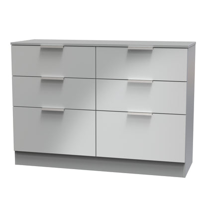 Plymouth Large Chest of Drawers Grey 6 Drawers 110cm