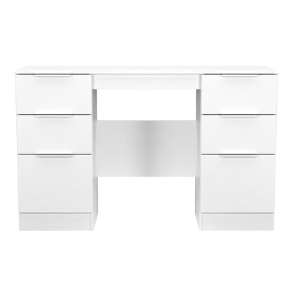Plymouth Desk White 6 Drawers 125cm