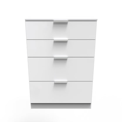 Plymouth Tall Chest of Drawers White 4 Drawers 74cm