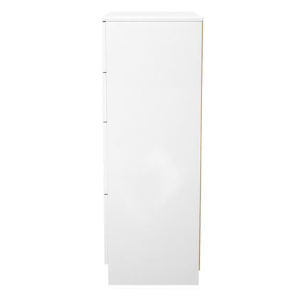 Plymouth Tall Chest of Drawers White 4 Drawers 74cm