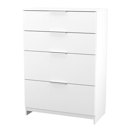 Plymouth Tall Chest of Drawers White 4 Drawers 74cm