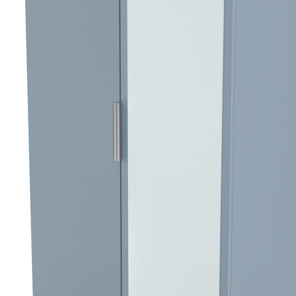Plymouth Tall Mirror Wardrobe Light Blue 2 Doors 1 Shelf 74cm
