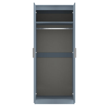 Plymouth Tall Mirror Wardrobe Light Blue 2 Doors 1 Shelf 74cm