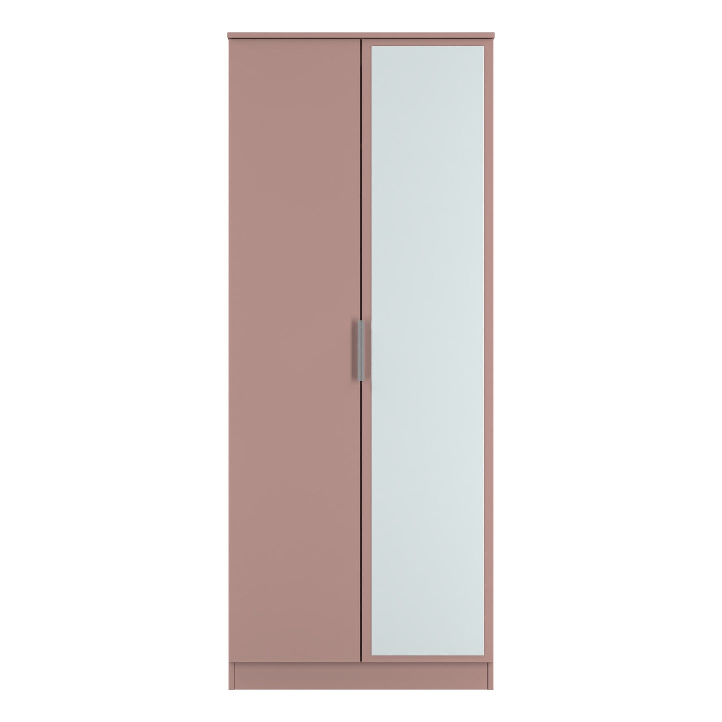 Plymouth Tall Mirror Wardrobe Pink 2 Doors 1 Shelf 74cm