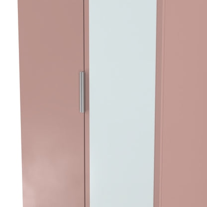 Plymouth Tall Mirror Wardrobe Pink 2 Doors 1 Shelf 74cm