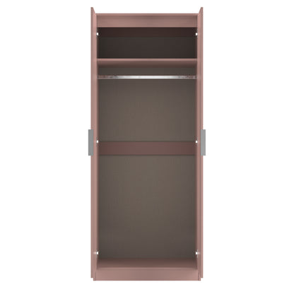 Plymouth Tall Mirror Wardrobe Pink 2 Doors 1 Shelf 74cm