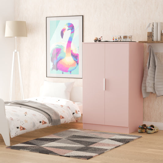 Plymouth Tall Wardrobe Pink 2 Doors 1 Shelf 74cm
