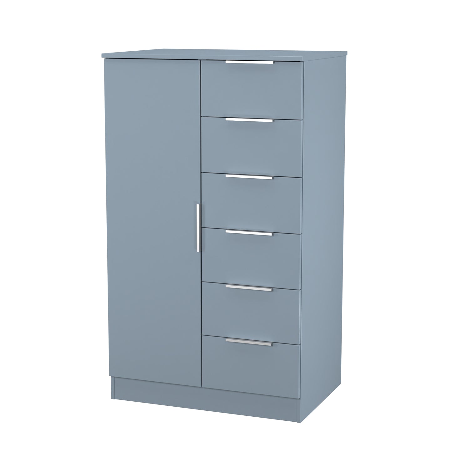 Plymouth Tall Wardrobe Light Blue 1 Door 1 Shelf 5 Drawers 74cm