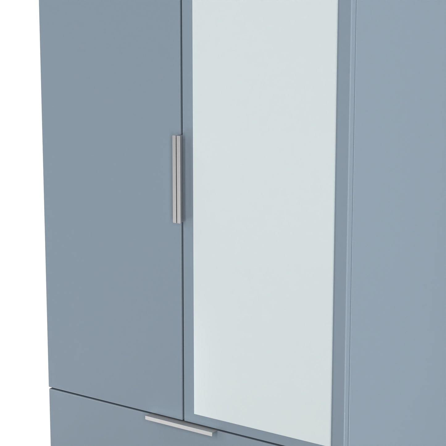 Plymouth Tall Mirror Wardrobe Light Blue 2 Doors 1 Shelf 2 Drawers 74cm