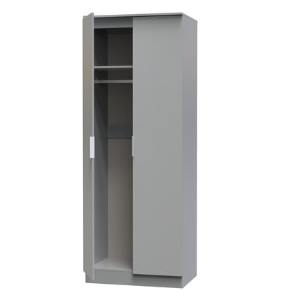 Plymouth Tall Wardrobe Grey 2 Doors 1 Shelf 74cm