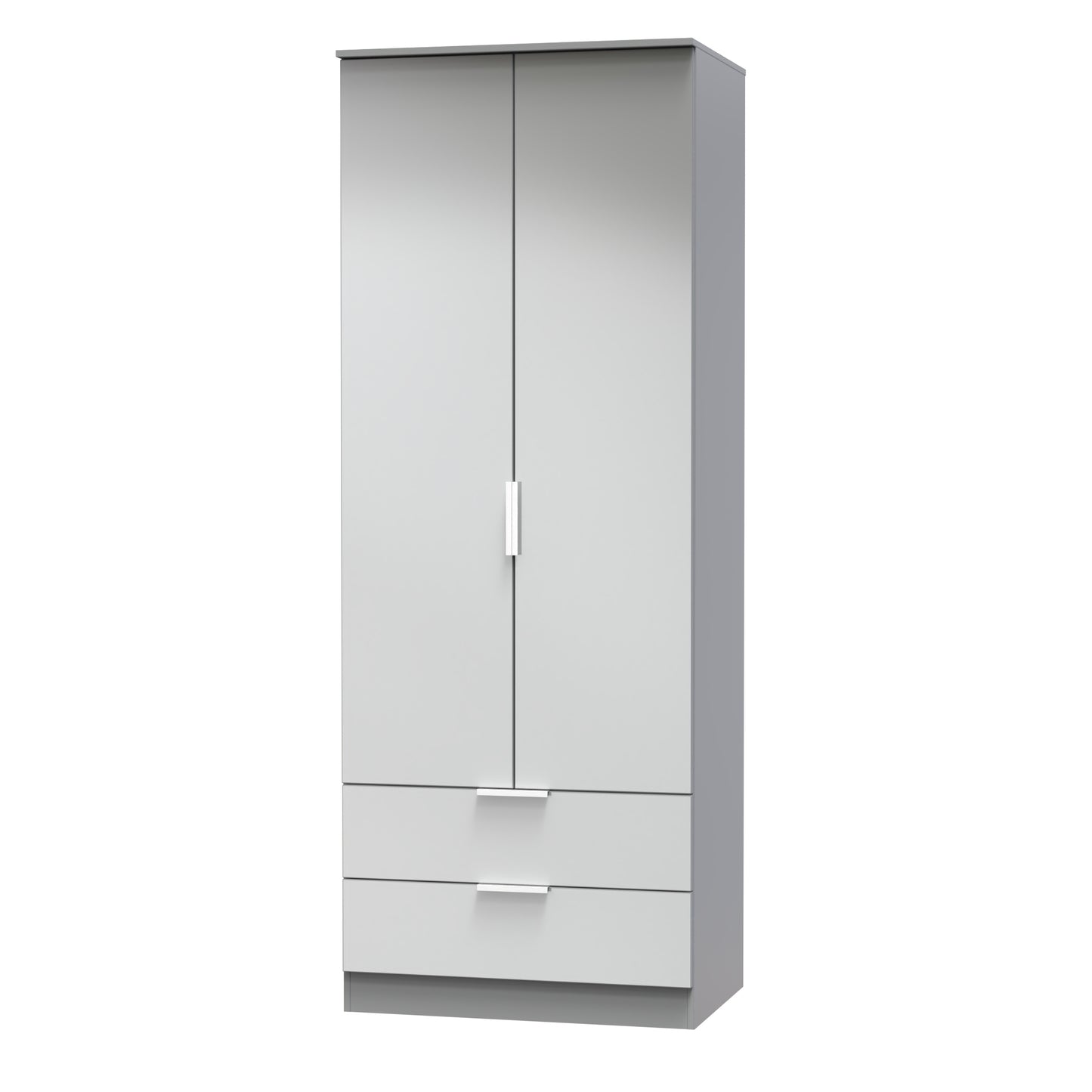 Plymouth Tall Wardrobe Grey 2 Doors 2 Drawers 74cm