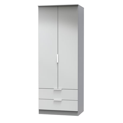 Plymouth Tall Wardrobe Grey 2 Doors 2 Drawers 74cm