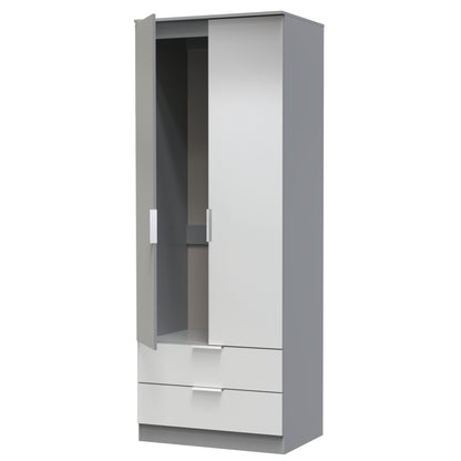 Plymouth Tall Wardrobe Grey 2 Doors 2 Drawers 74cm