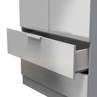 Plymouth Tall Wardrobe Grey 2 Doors 2 Drawers 74cm