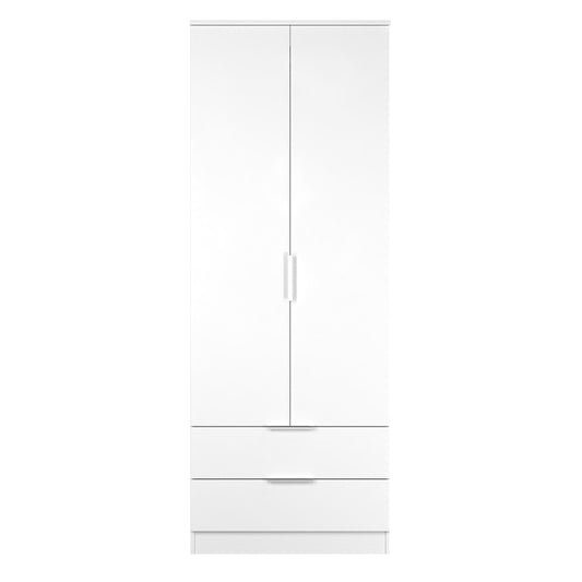 Plymouth Tall Wardrobe White 2 Doors 2 Drawers 74cm