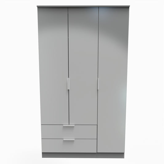 Plymouth Tall Wardrobe Grey 1 Shelf 2 Drawers 111cm