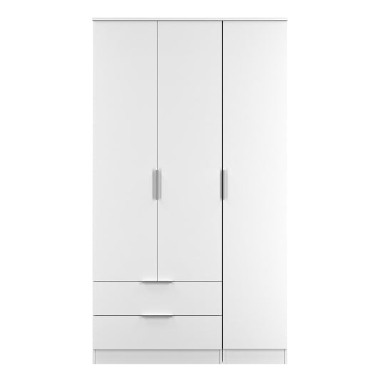 Plymouth Tall Wardrobe White 1 Shelf 2 Drawers 111cm