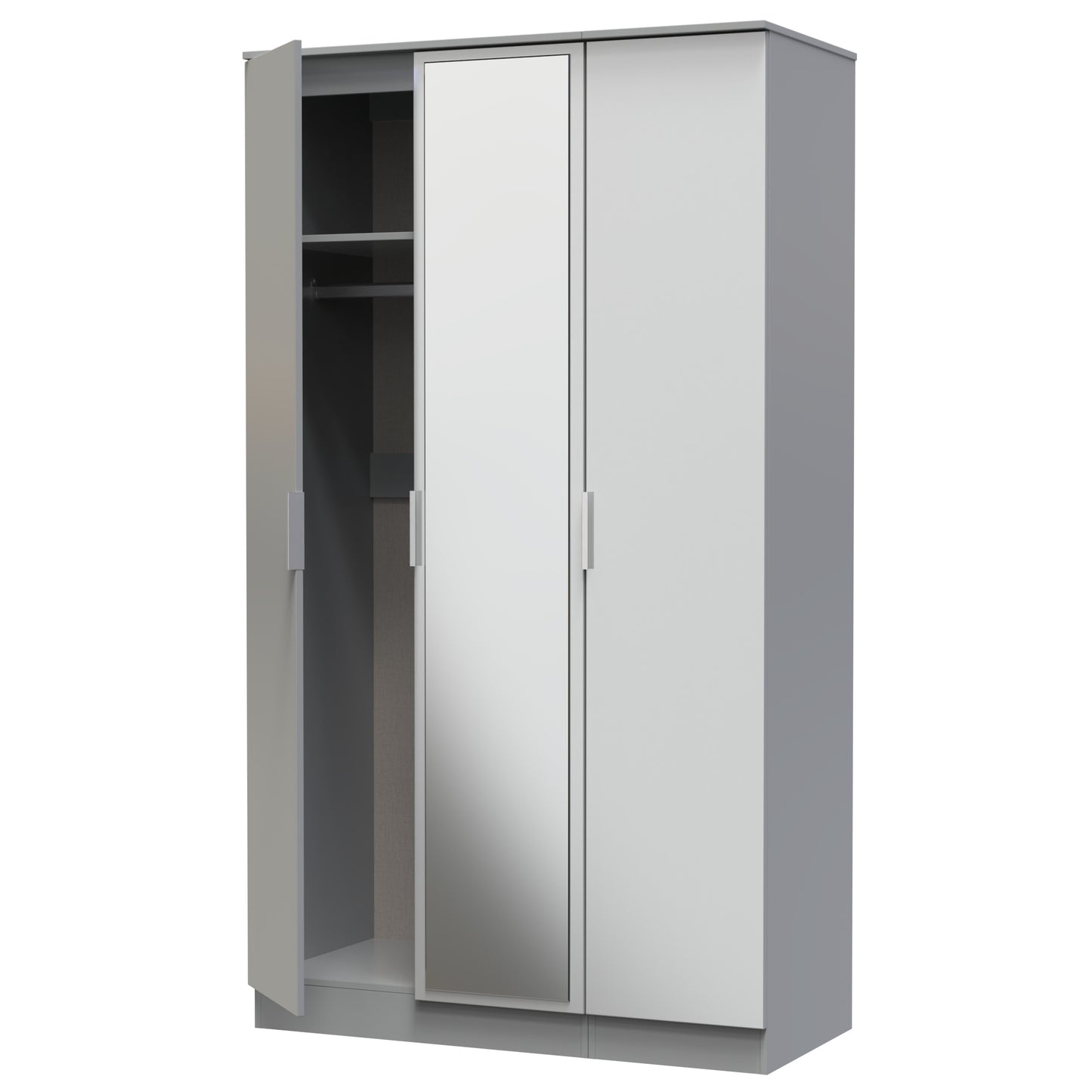 Plymouth Tall Mirror Wardrobe Grey 1 Shelf 111cm