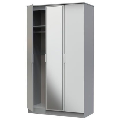 Plymouth Tall Mirror Wardrobe Grey 1 Shelf 111cm