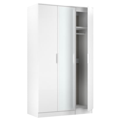 Plymouth Tall Mirror Wardrobe White 1 Shelf 111cm