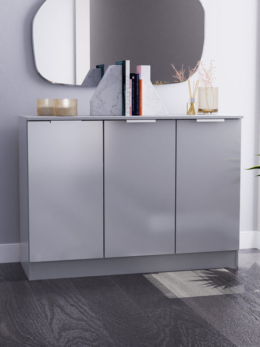 Plymouth Large Sideboard Grey 3 Doors 1 Shelf 110cm