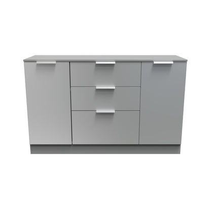 Plymouth Large Sideboard Grey 2 Doors 1 Shelf 3 Drawers 126cm
