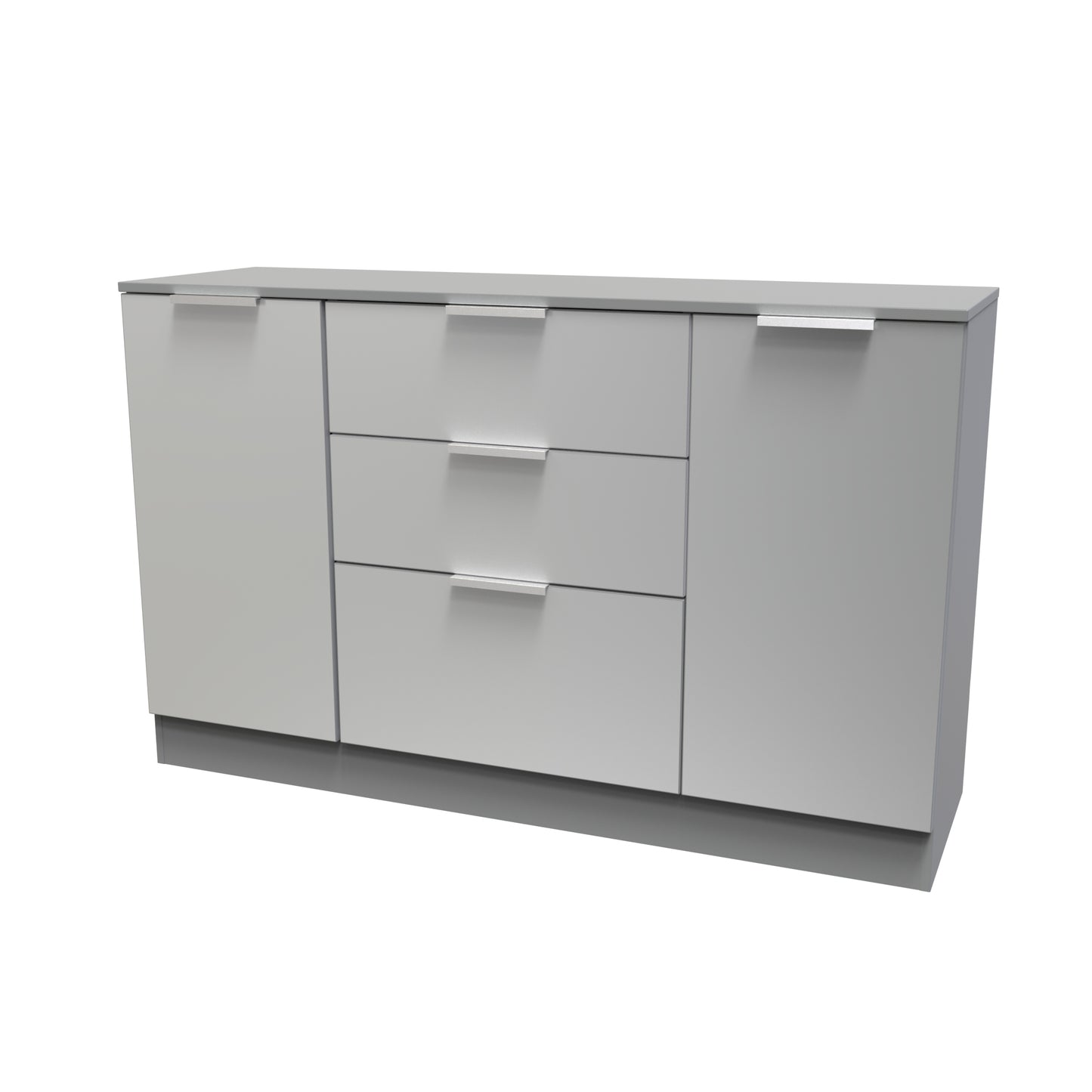 Plymouth Large Sideboard Grey 2 Doors 1 Shelf 3 Drawers 126cm