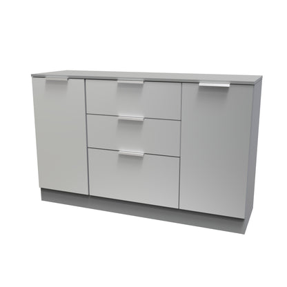 Plymouth Large Sideboard Grey 2 Doors 1 Shelf 3 Drawers 126cm
