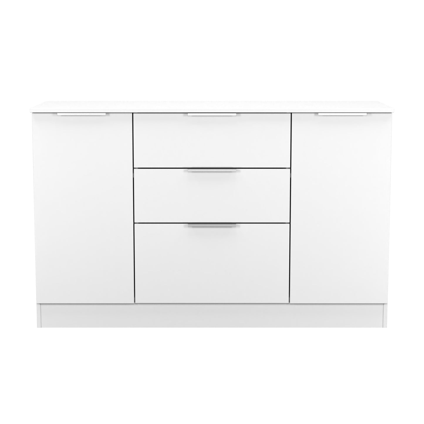 Plymouth Large Sideboard White 2 Doors 1 Shelf 3 Drawers 126cm