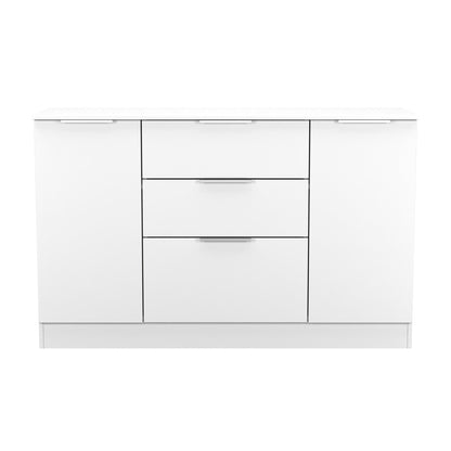 Plymouth Large Sideboard White 2 Doors 1 Shelf 3 Drawers 126cm