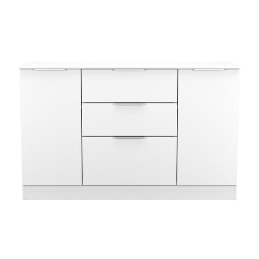 Plymouth Large Sideboard White 2 Doors 1 Shelf 3 Drawers 126cm