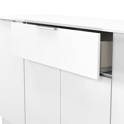 Plymouth Large Sideboard White 4 Doors 2 Shelves 1 Drawer 144cm