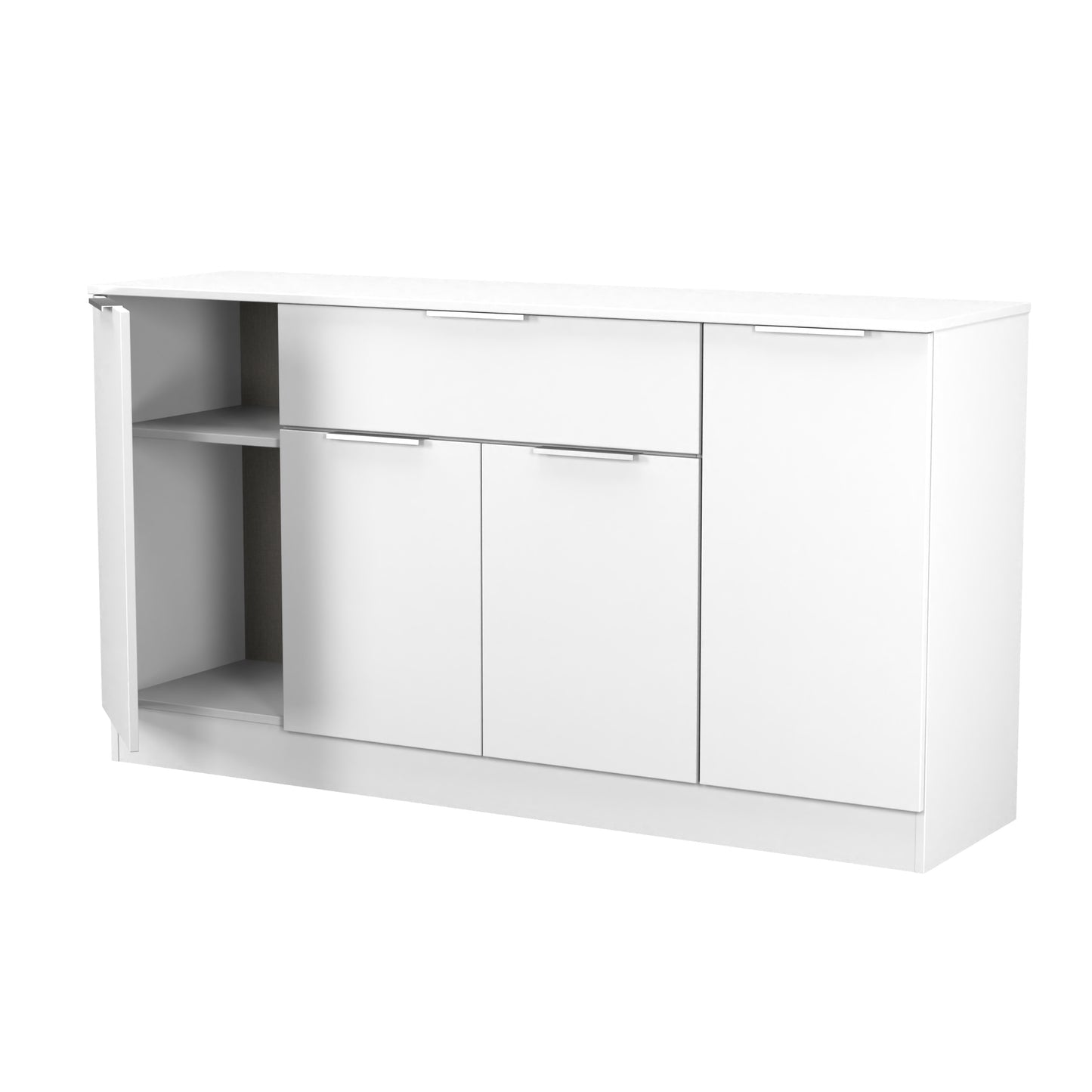 Plymouth Large Sideboard White 4 Doors 2 Shelves 1 Drawer 144cm