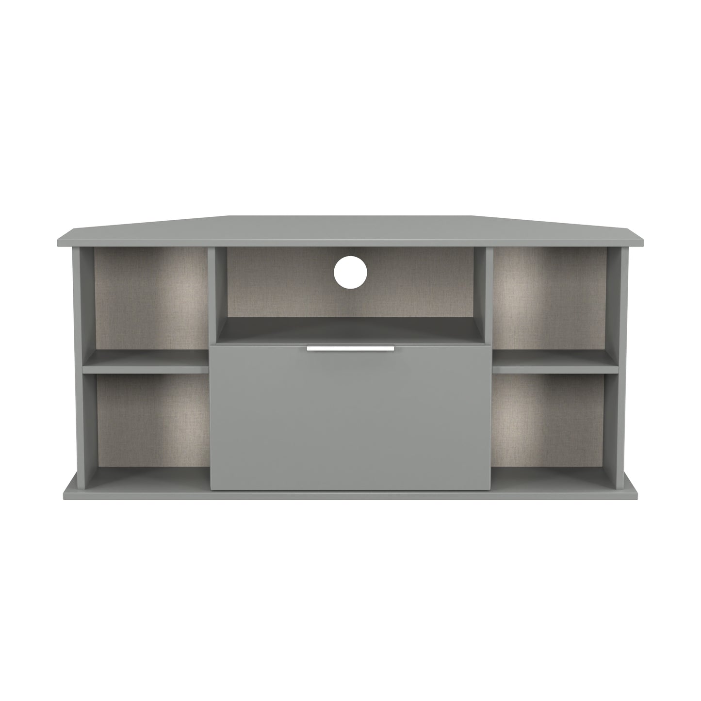 Plymouth Corner Corner TV Unit Grey 5 Shelves 1 Drawer 110cm