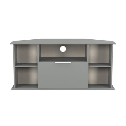 Plymouth Corner Corner TV Unit Grey 5 Shelves 1 Drawer 110cm