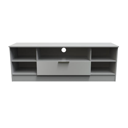 Plymouth TV Unit Grey 5 Shelves 1 Drawer 144cm