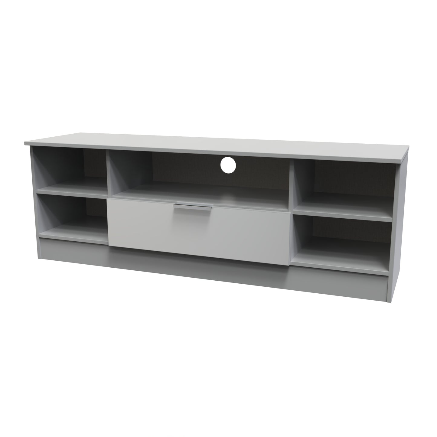 Plymouth TV Unit Grey 5 Shelves 1 Drawer 144cm