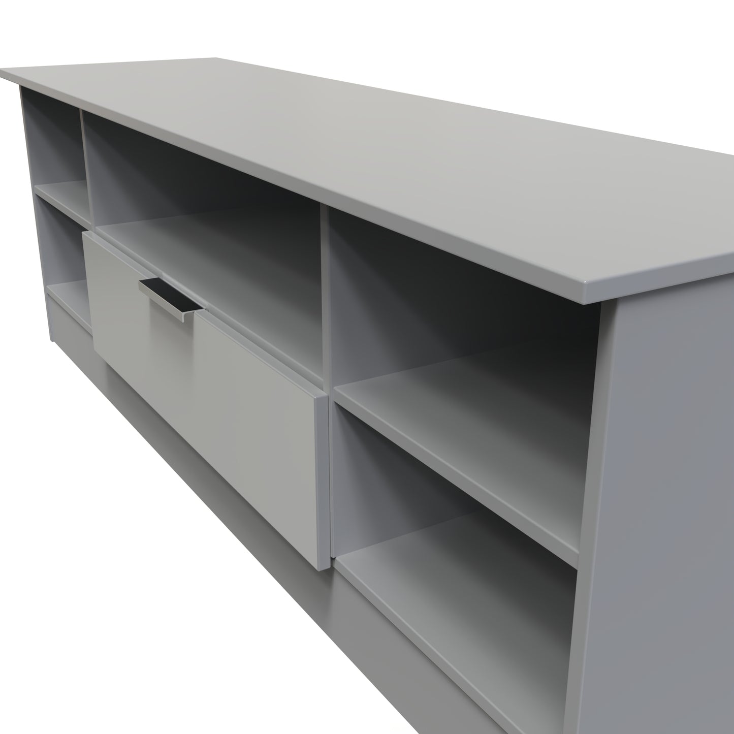 Plymouth TV Unit Grey 5 Shelves 1 Drawer 144cm