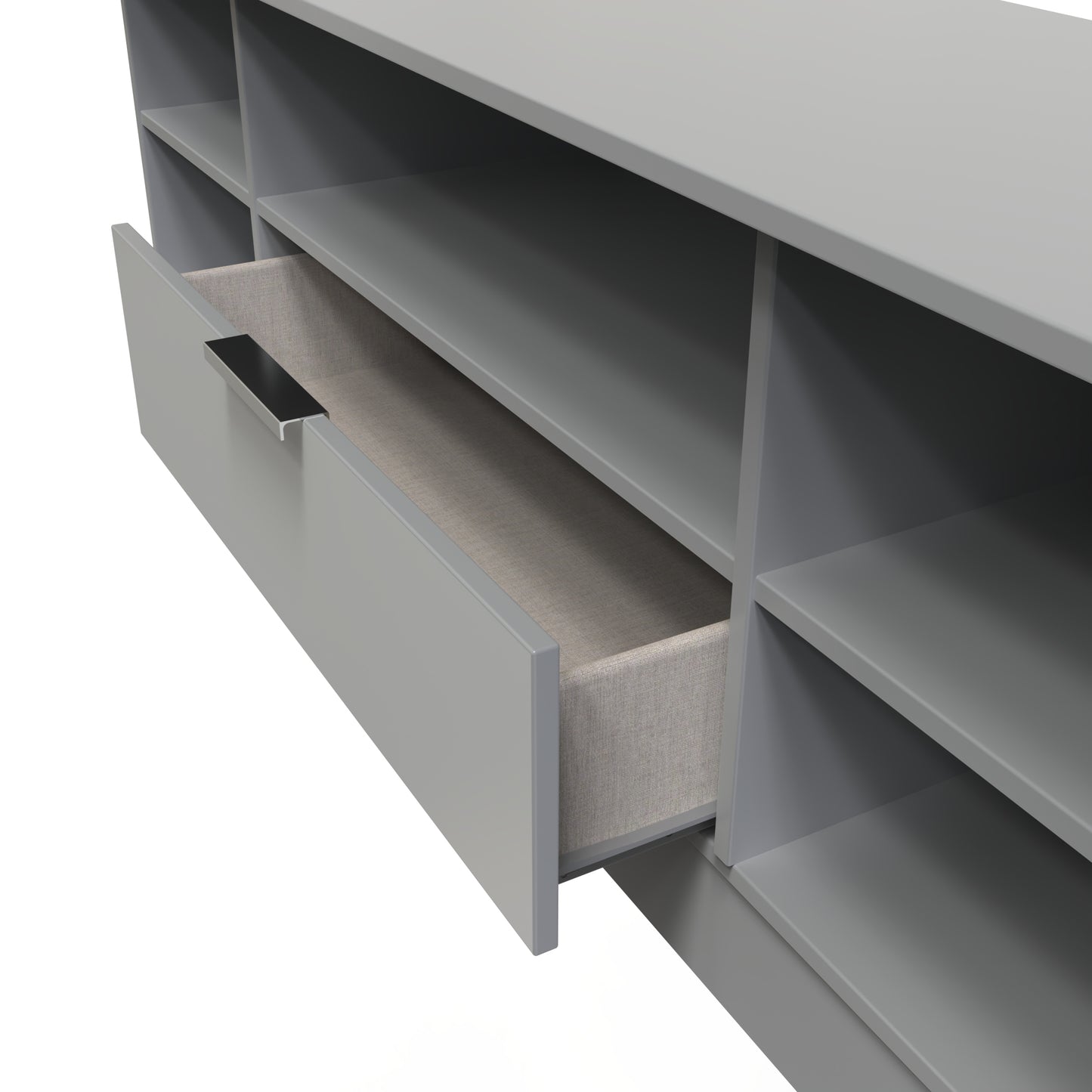 Plymouth TV Unit Grey 5 Shelves 1 Drawer 144cm