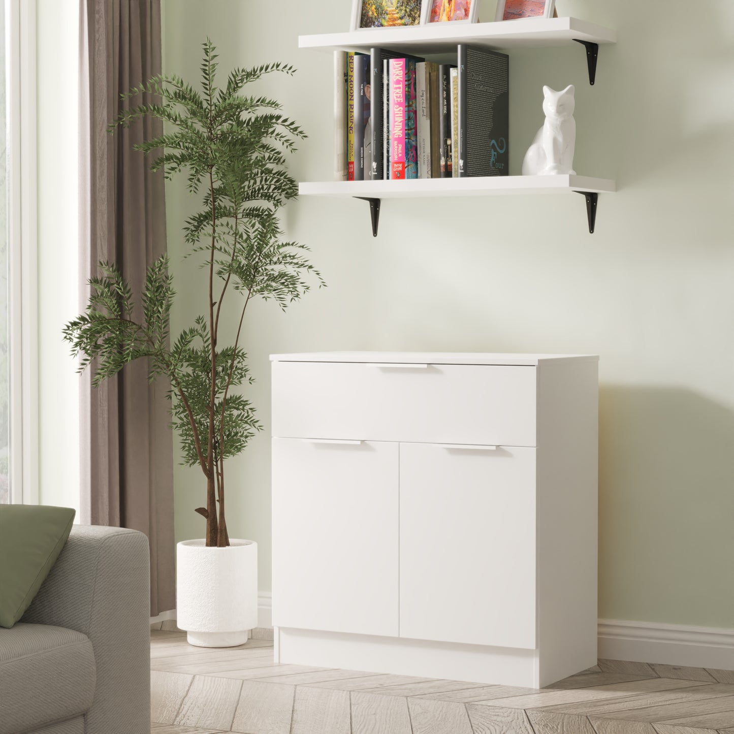 Plymouth Sideboard White 2 Doors 1 Drawer 74cm