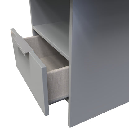 Plymouth Side Table Grey 1 Shelf 1 Drawer 44cm