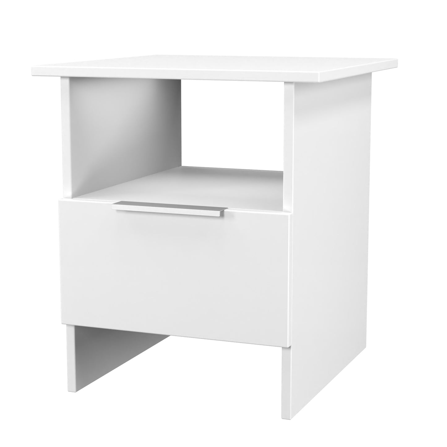 Plymouth Side Table White 1 Shelf 1 Drawer 44cm