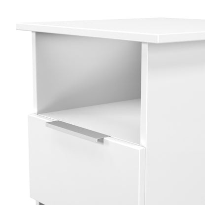 Plymouth Side Table White 1 Shelf 1 Drawer 44cm
