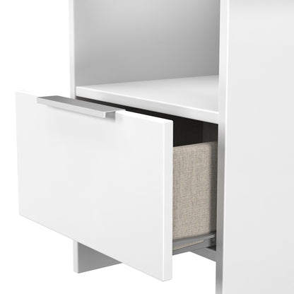 Plymouth Side Table White 1 Shelf 1 Drawer 44cm