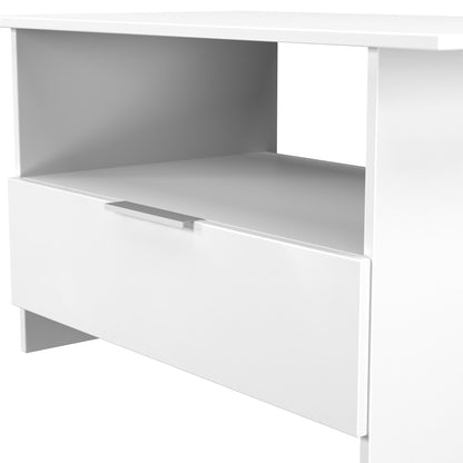 Plymouth Coffee Table White 1 Shelf 1 Drawer 93cm
