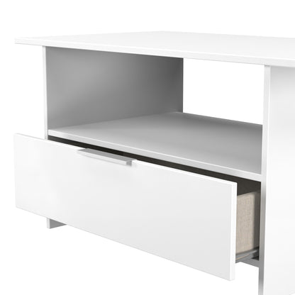Plymouth Coffee Table White 1 Shelf 1 Drawer 93cm