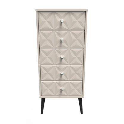 Pixel Tall Tallboy Off-white 5 Drawers 45cm