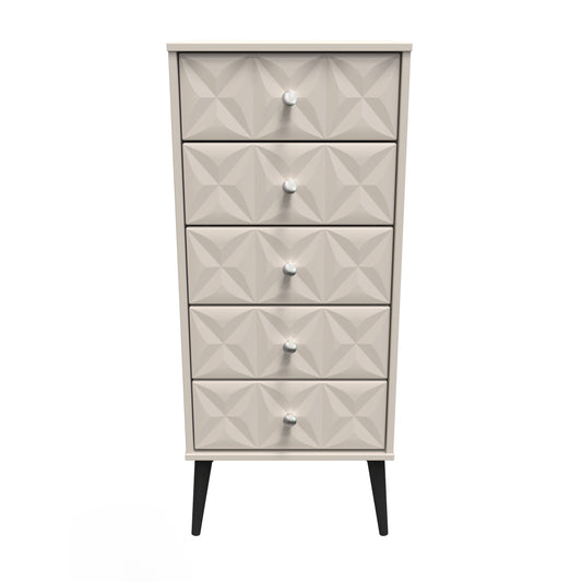 Pixel Tall Tallboy Off-white 5 Drawers 45cm