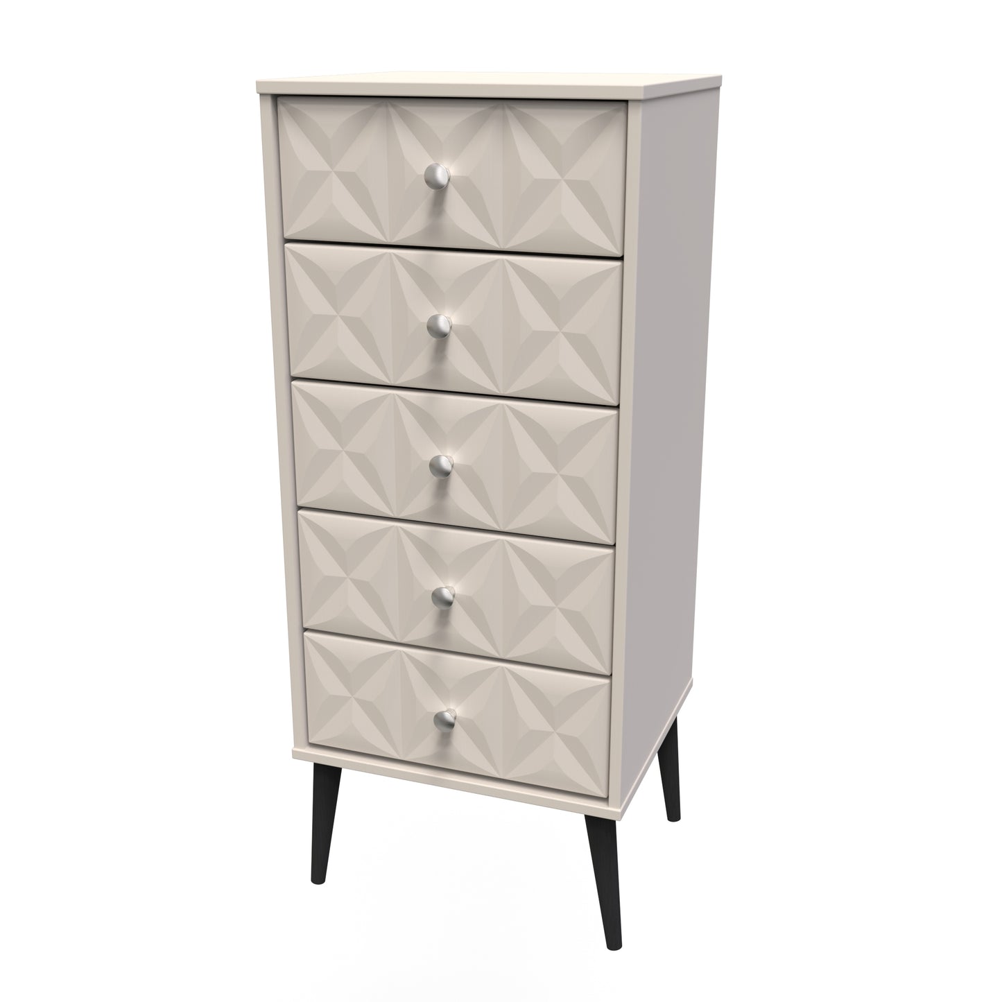 Pixel Tall Tallboy Off-white 5 Drawers 45cm