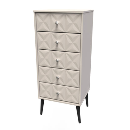 Pixel Tall Tallboy Off-white 5 Drawers 45cm